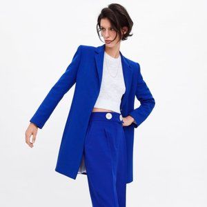 Zara Lapel Collar Frock Coat Bluish, XS